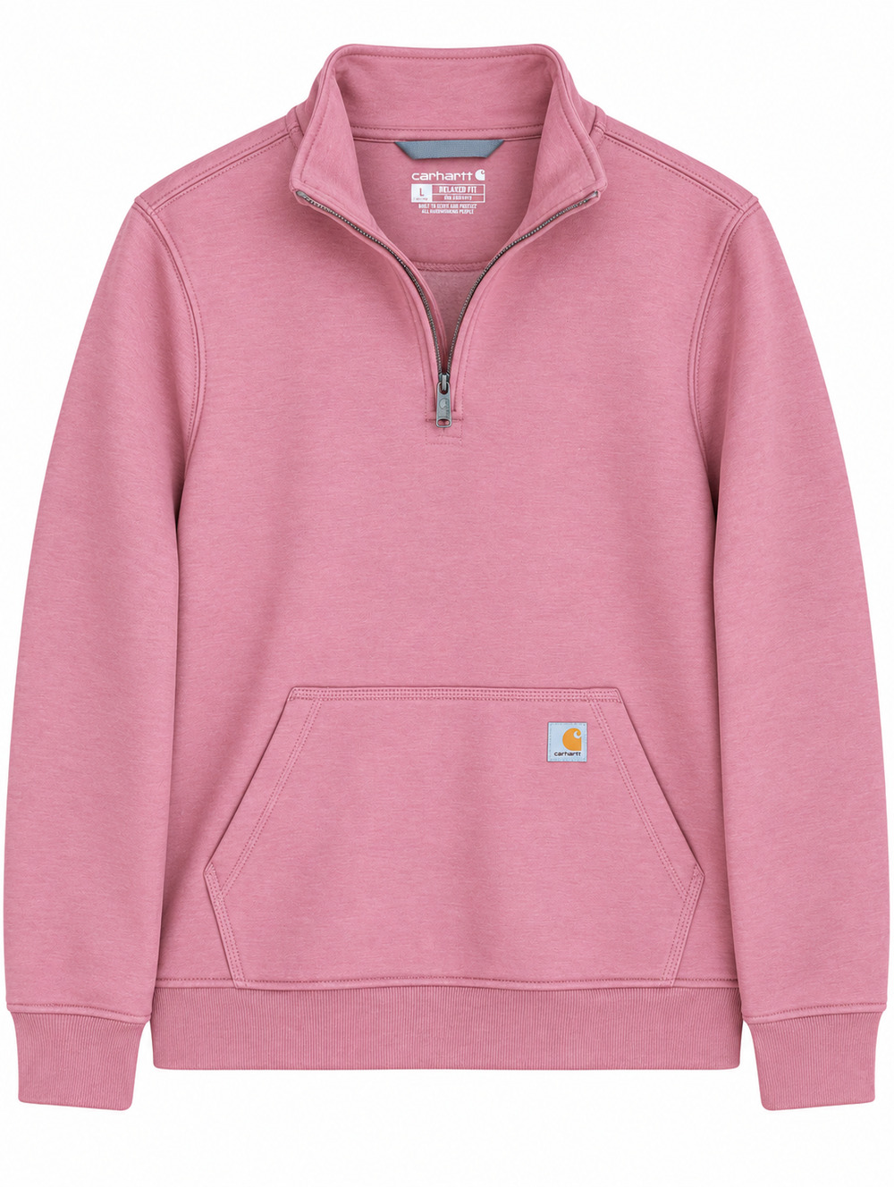 Carhartt Womens L Pink Relaxed Fit Quarter Zip Mock Neck Sweatshirt 105295 NWT